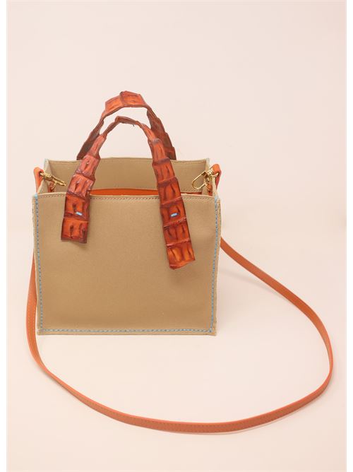 Canvas bag with crocodile handles Laboratorio Capri | GRETABABYCAMELARANCIO